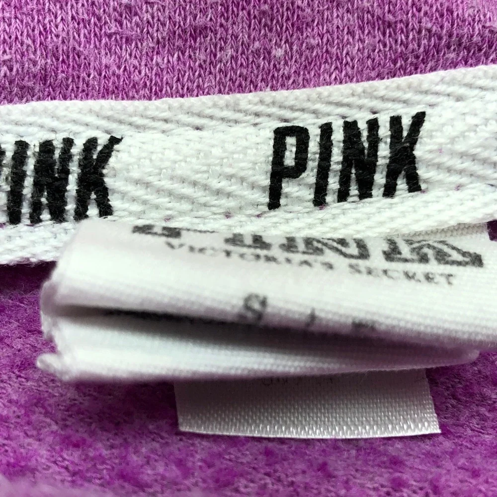Victorias Secret PINK Quarter Zip Pullover Sweatshirt Purple Logo Small